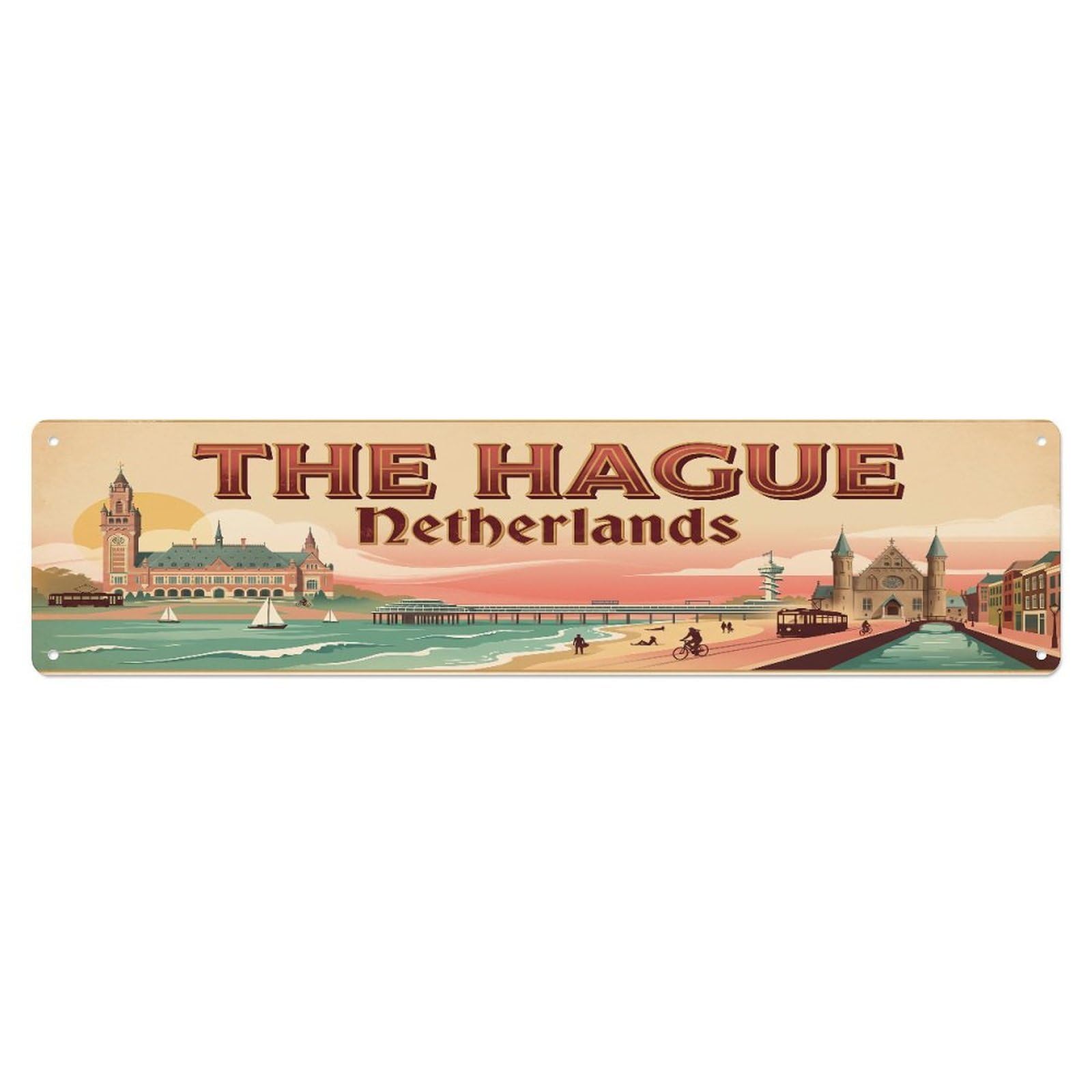 Tgrcjimh Style Metal Tin Sign Retro Travel The Hague Netherlands