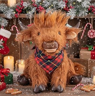 Chongker Highland Cow Stuffed Animals Plushie, 18" Weighted Cattle Plush Toys for Decoration Companion Dressing, Plushie Cuddle Pillow Decor Stuffed Cow Gifts