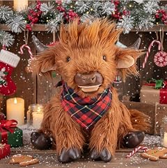 Chongker Highland Cow Stuffed Animals Plushie 18 Weighted Cattle Plush Toys for Decoration Companion Dressing Plushie Cuddle Pillow