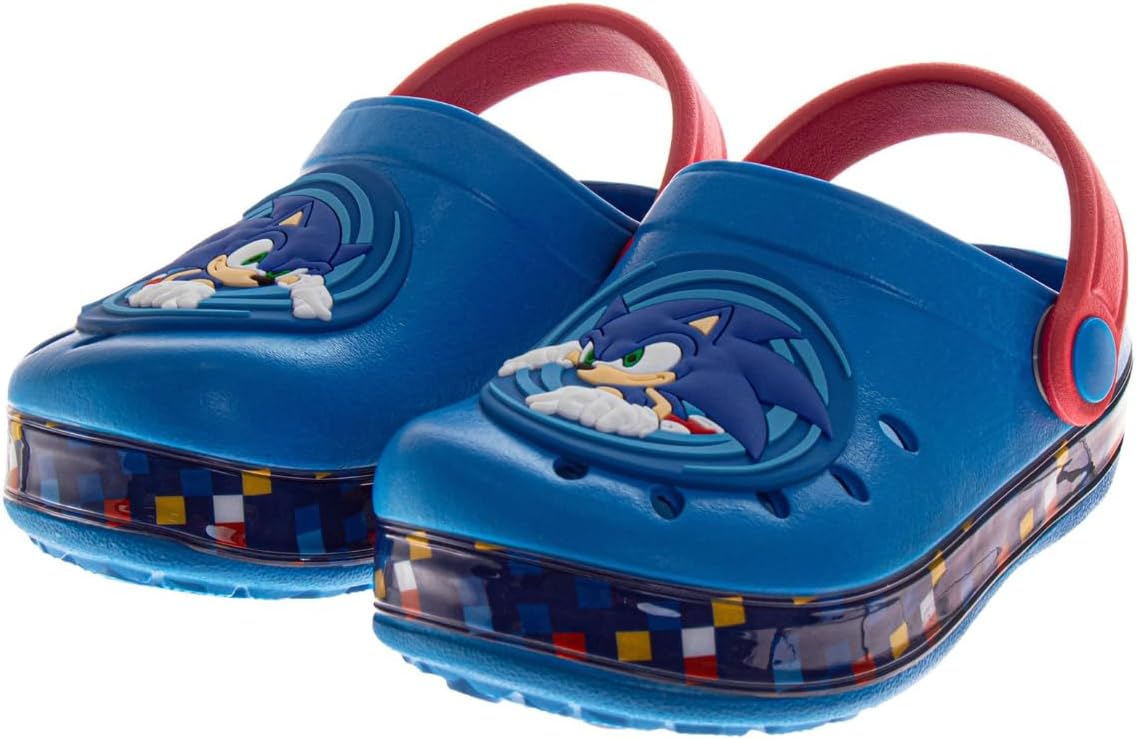 Boys Character Clog Sandals Spider-Man Cars Lightning McQueen Sonic The Hedgehog & Monster Jam Grave Digger Slip-On Slides Closed Toe Clogs with Backstrap Sizes: 5-10 Toddler 11-12 Little Kid