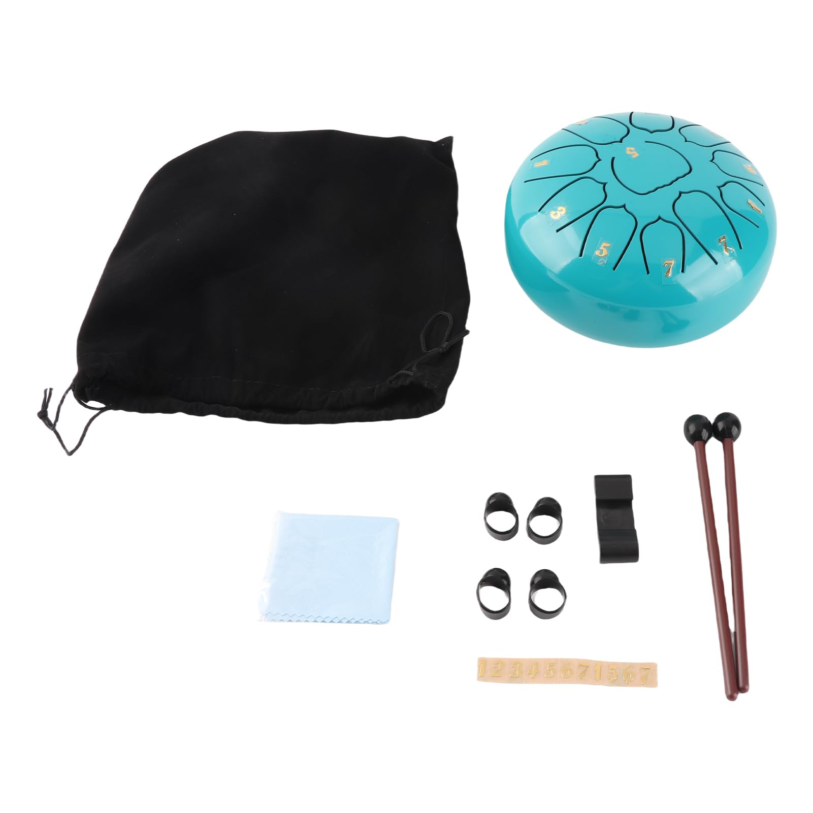 Zungentrommel aus Stahl 15 cm, bęben językowy, 11 dźwięków, Handpan Drum, Drum Mallet, Finger Picks, instrument perkusyjny do medytacji, jogi
