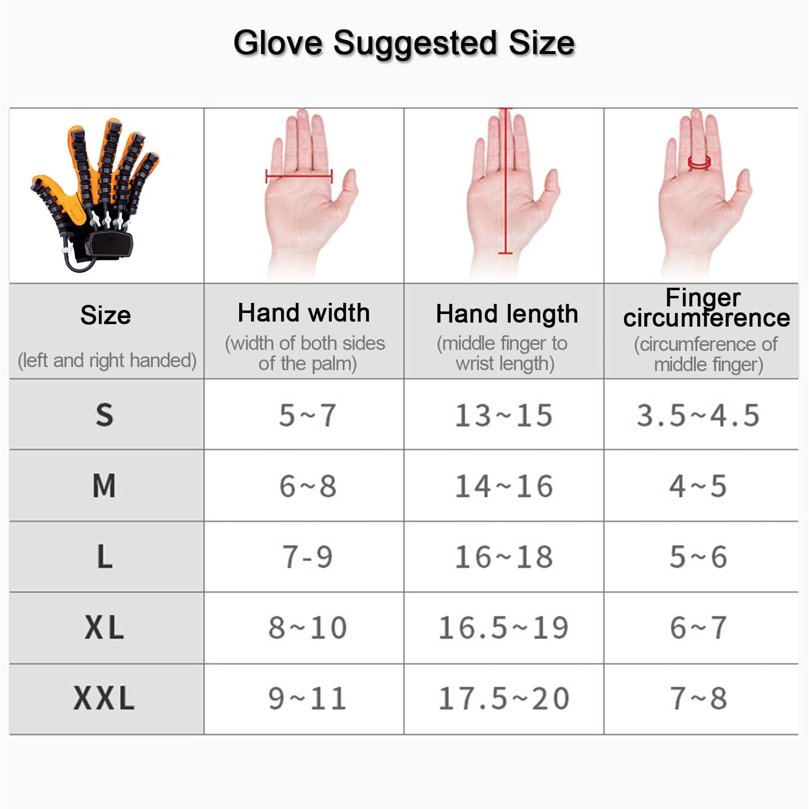 Guantes de Robot de rehabilitación, Ejercicio de extensión de Dedo para Pacientes con hemiplejía de accidente cerebrovascular para Resolver la rigidez de los Dedos,LeftHand-XXL