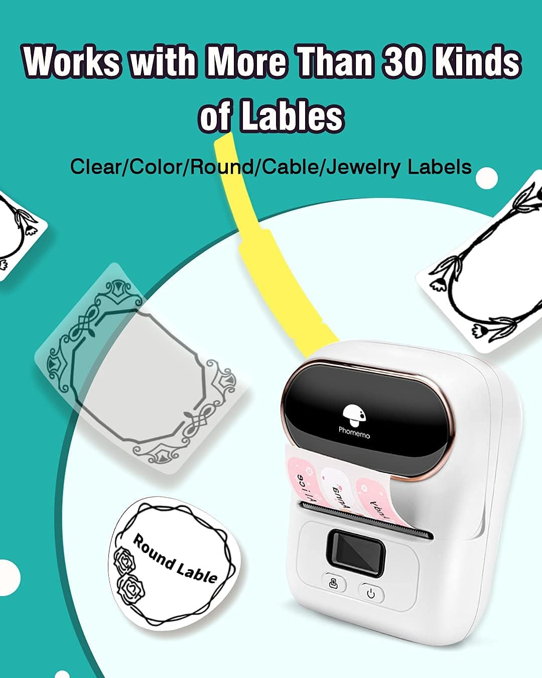 Phomemo Label Maker Machine- M110S Upgraded Bluetooth Label Printer for Barcode, Clothing, Jewelry, Retail, Mailing, Business, Compatible with Android & iOS, White