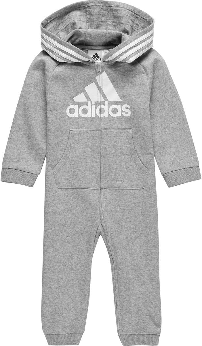 adidas Baby Long Sleeve Hoodie Jumpsuit One-Piece Footless Romper