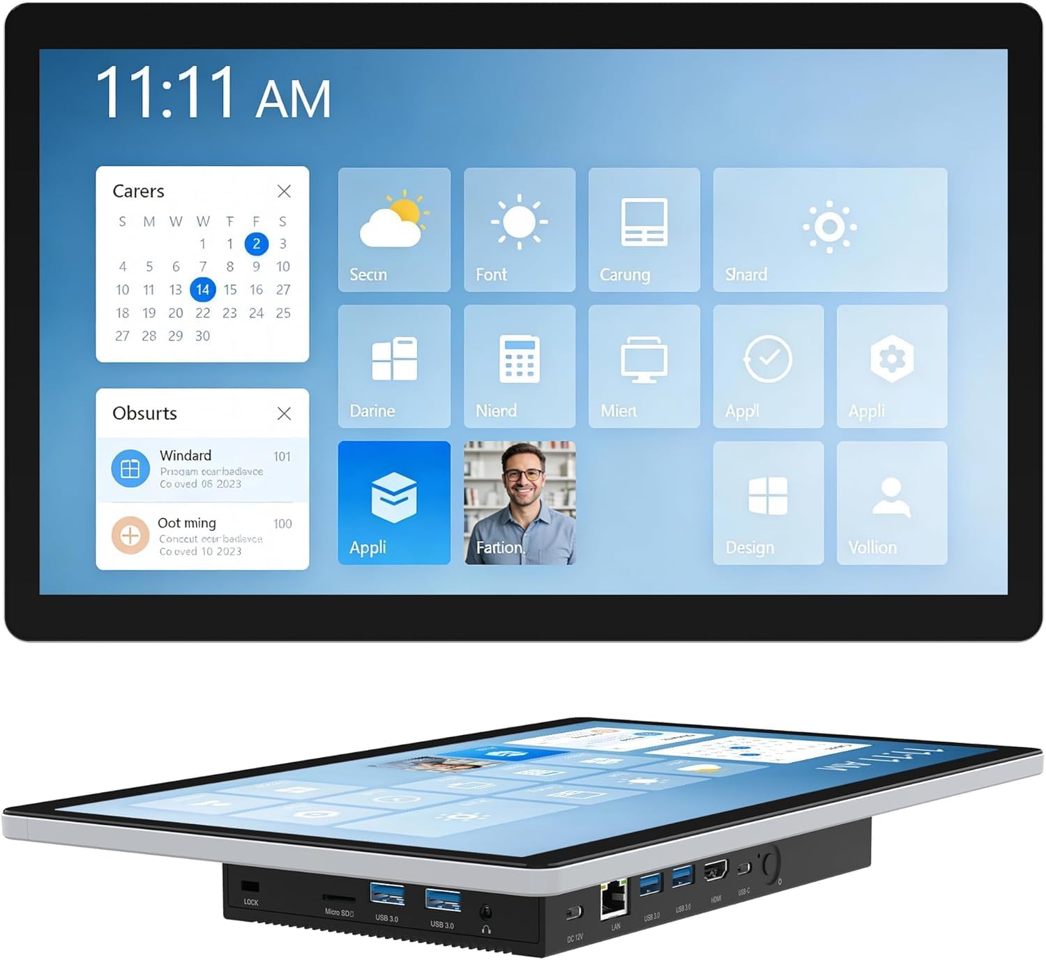 All-in-One Industrial 13.3 Inch Touchscreen Panel PC, Celeron N5095 FHD IPS Display Win11 Pro, 8GB RAM, 128GB Storage, 4X USB 3.0, 2X RS232, Gigabit LAN, HDMI and Type-C