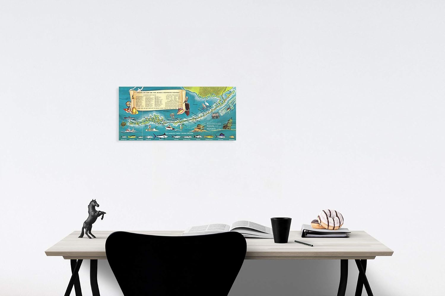 Florida Keys to Key West Scenic Highway Map 1960 - Historical Map Print - 24in x 11in