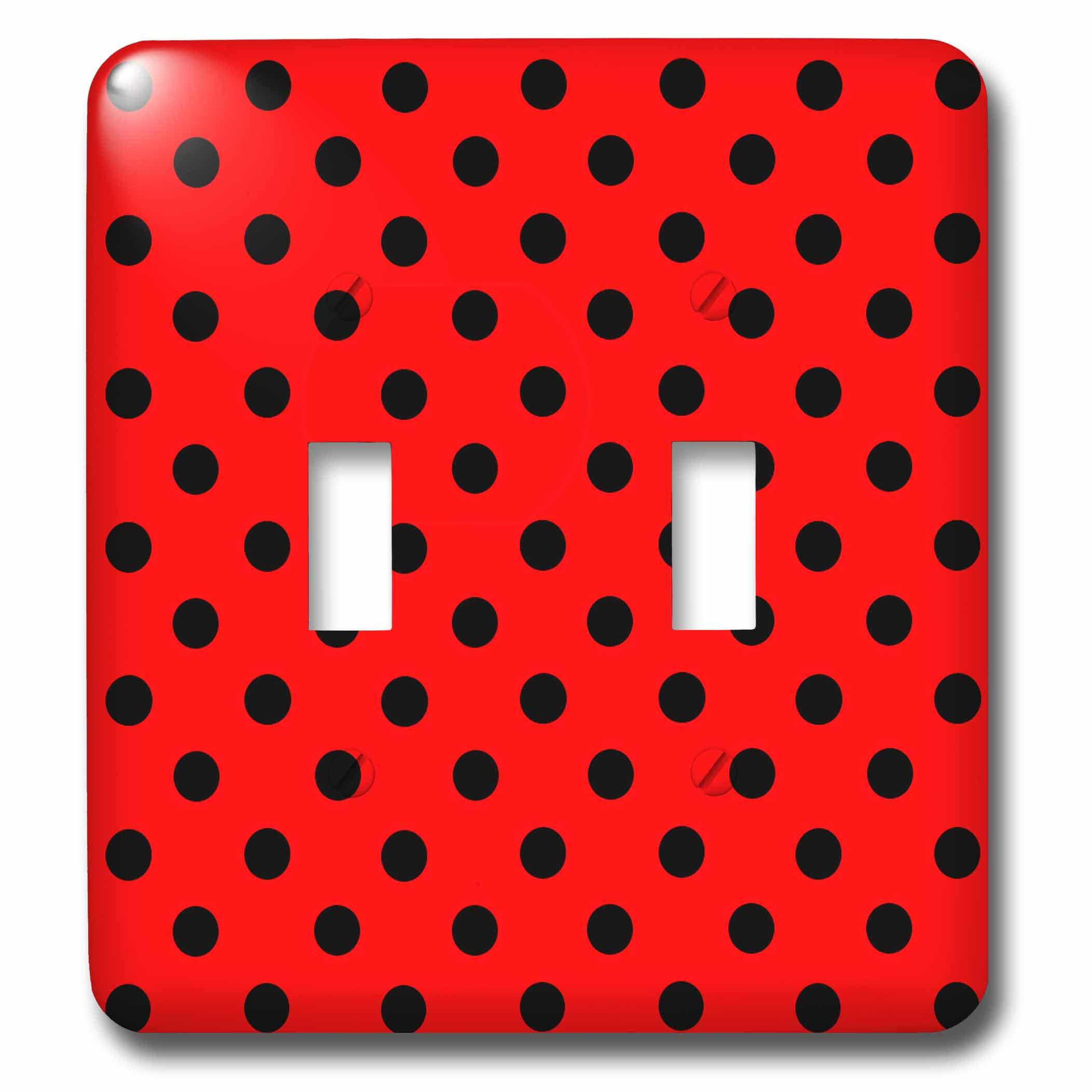 Interrupteur à bascule double imprimé pois rouge noir pour remplacer plaque