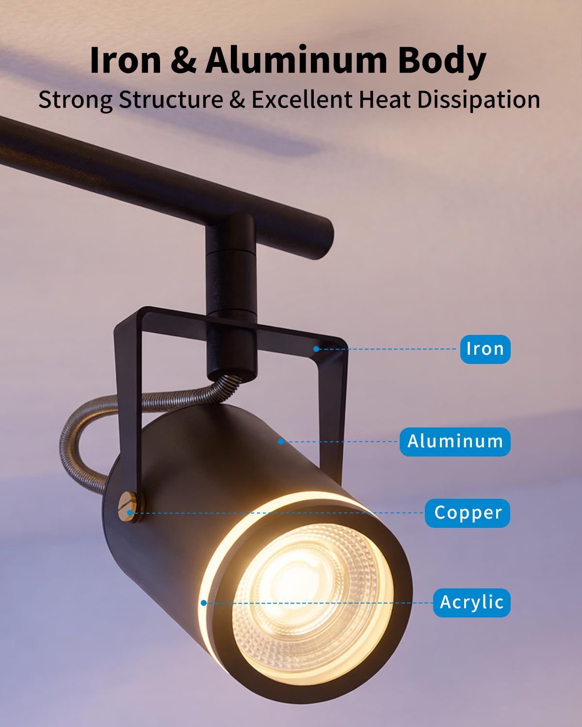 LVWIT Luminaire Plafonnier LED Métal Noir Mat, Plafonnier 3 Spots Orientable GU10, Luminaire Intérieurs, Spots de Plafond Cuisine avec Diffuseur Lumineux (Ampoules Non Incluses)