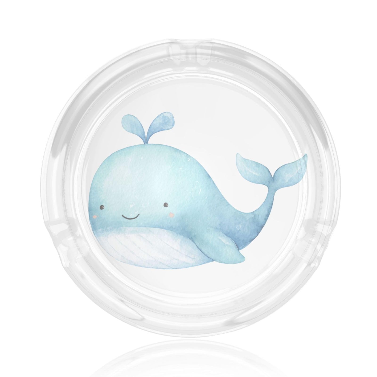 Watercolor Whale Smiling Face Pastel Blue Glass Ashtray For Cigarettes Ash Trays Case For Home Office Decor