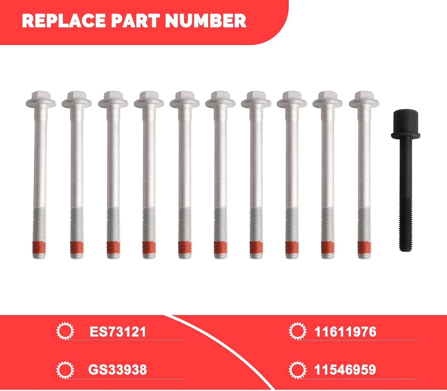 AUCERAMIC ES73121 Engine Cylinder Head Bolt Set for 2015-2021 Cadillac Escalade 2014-2021 Chevrolet Express Silverado Suburban Tahoe GMC Savana Sierra 1500 2500 3500 Yukon XL 5.3L 6.2L 6.6L V8