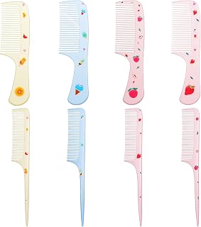 XLIUAX 8PCS Baby Hair Comb Set - Cute Strawberry Peach Lemon Fruit Design, Anti-Static Detangling Combs for Kids, Safe Scalp Massage Newborn Grooming Kit