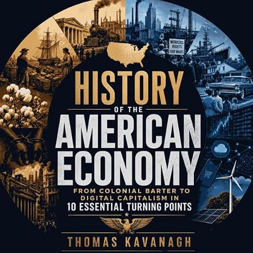 Diseño de la portada del título History of the American Economy: From Colonial Barter to Digital Capitalism in 10 Essential T