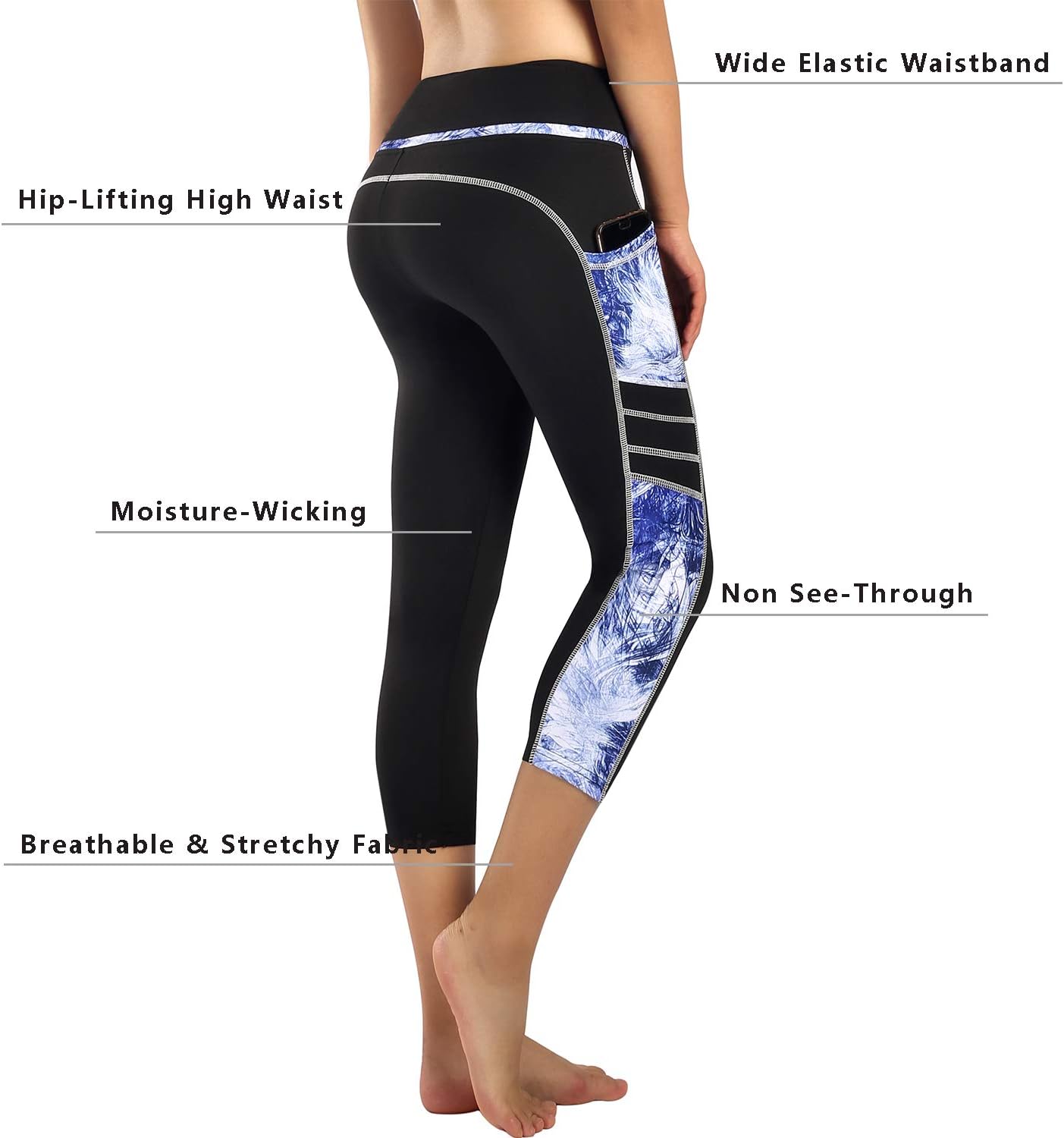 Zinmore Women's Capri Yoga Pants Exercise Running Workout Leggings with Pockets - Image 4