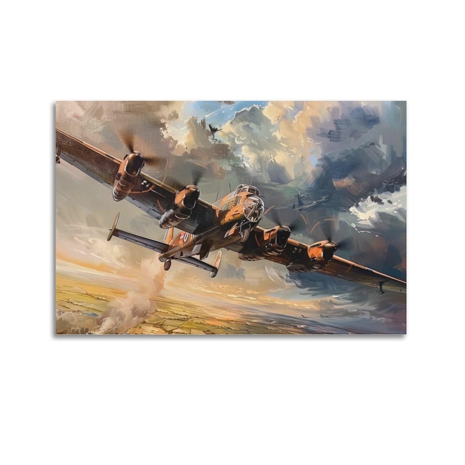 CLLHOK Military Fighter Aircraft Poster Lancaster Bomber Plane Decorative Painting Canvas Art Picture 12x18inch(30x45cm)