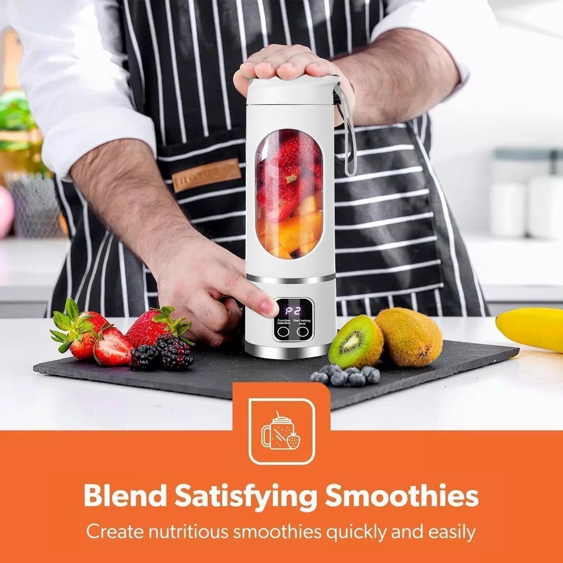 Paramexview® Portable Blender 16oz/500ml for Juices & Smoothies with 12 Stainless Steel Blades | USB Rechargable & 3 Levels Multi-Speed Control | 50W Powered fusion Portable Blender