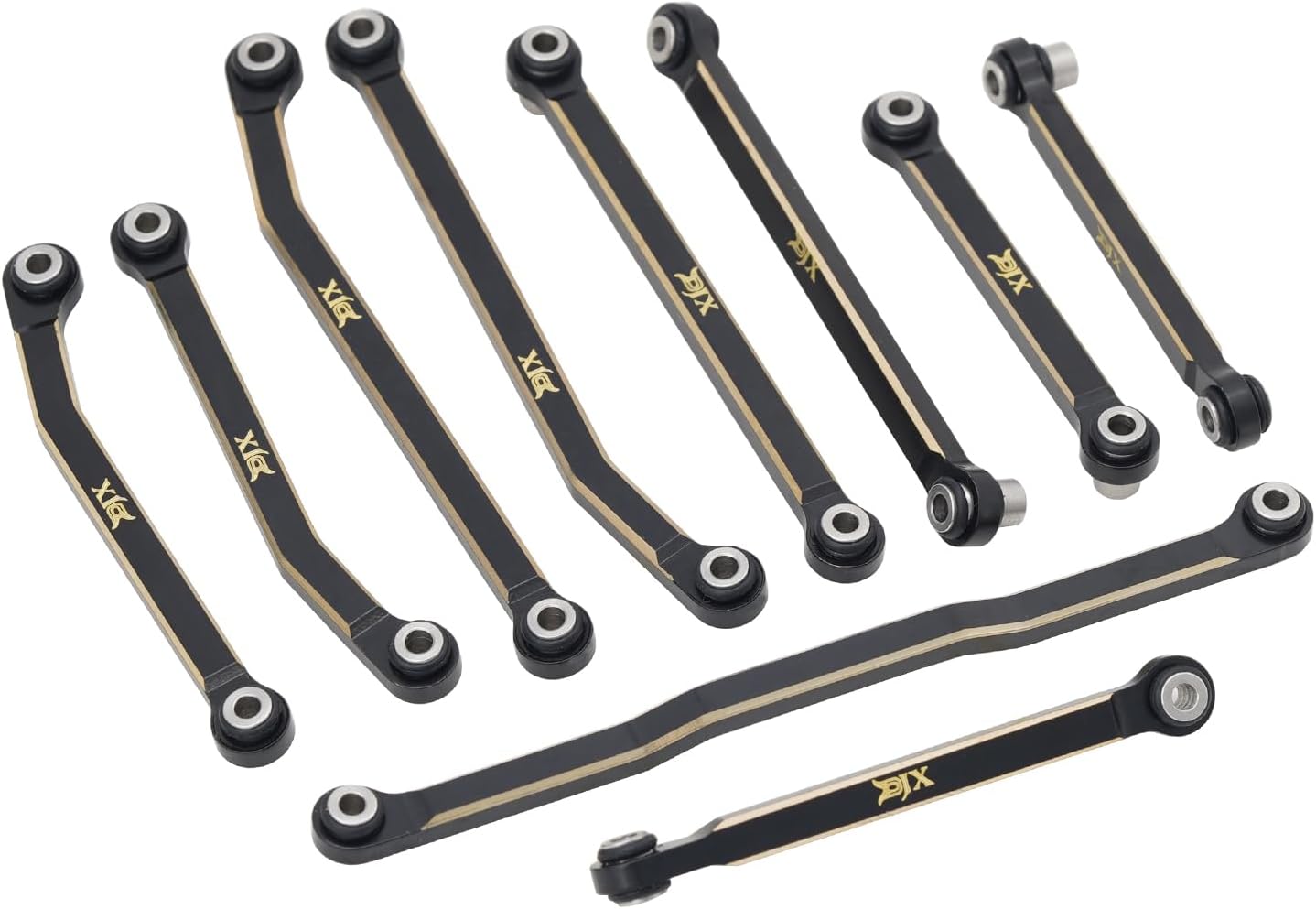 DJX CNC Machine Brass High Clearance Chassis Steering Links Set 10pcs Set for 1/18 RC Crawler Car HPI Venture18 Upgrades Parts