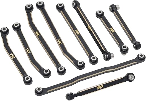 DJX CNC Machine Brass High Clearance Chassis Steering Links Set 10pcs Set for 1/18 RC Crawler Car HPI Venture18 Upgrades Parts