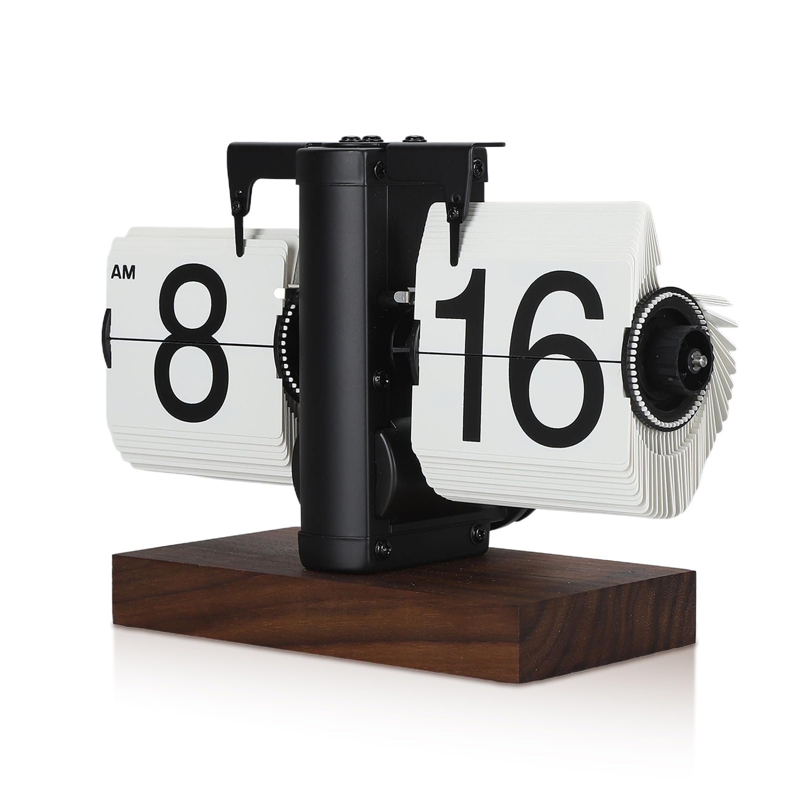 Reloj Digital Retro con Tapa, 12 Horas Reloj Plegable Digital De Una Sola Cara con Números Grandes, Reloj Mecánico Automático De Estilo Retro, Base De Madera para Sala De Estar