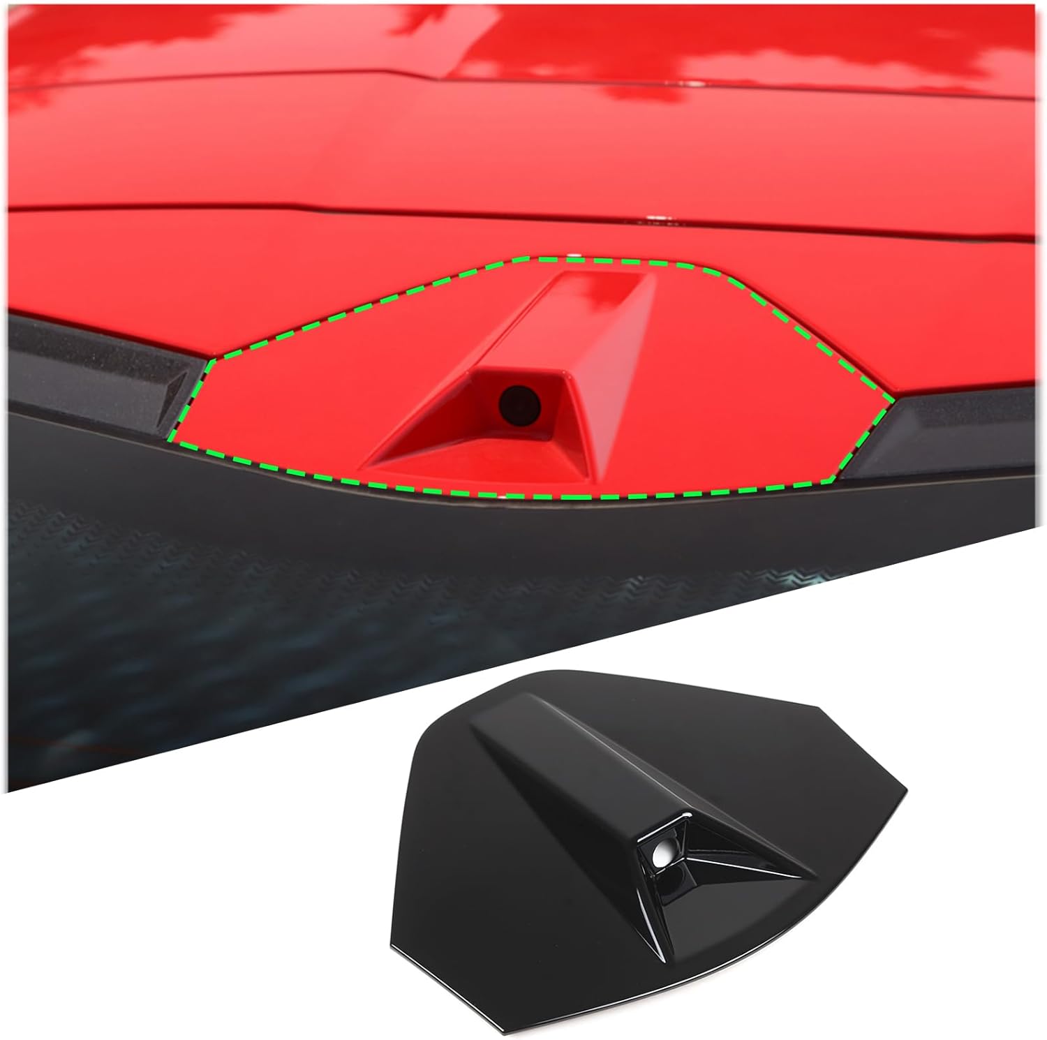 Roof Rear Camera Trim Cover Sticker Compatible with Corvette C8 2020-2024, Car Roof Top Decklid Camera Overlay External Accessories (Piano Black)