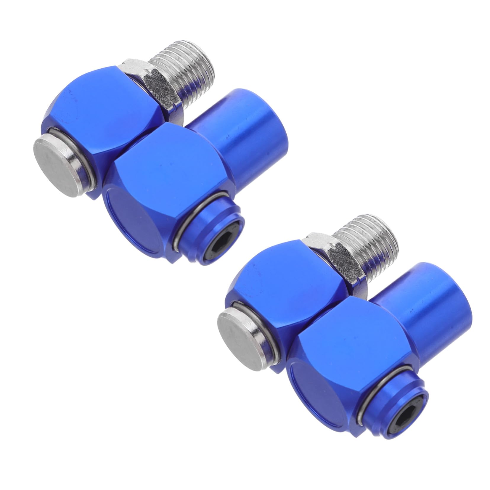 Conector rápido neumático 1/4 NPT rotativo de aluminio azul y rojo de 2 piezas
