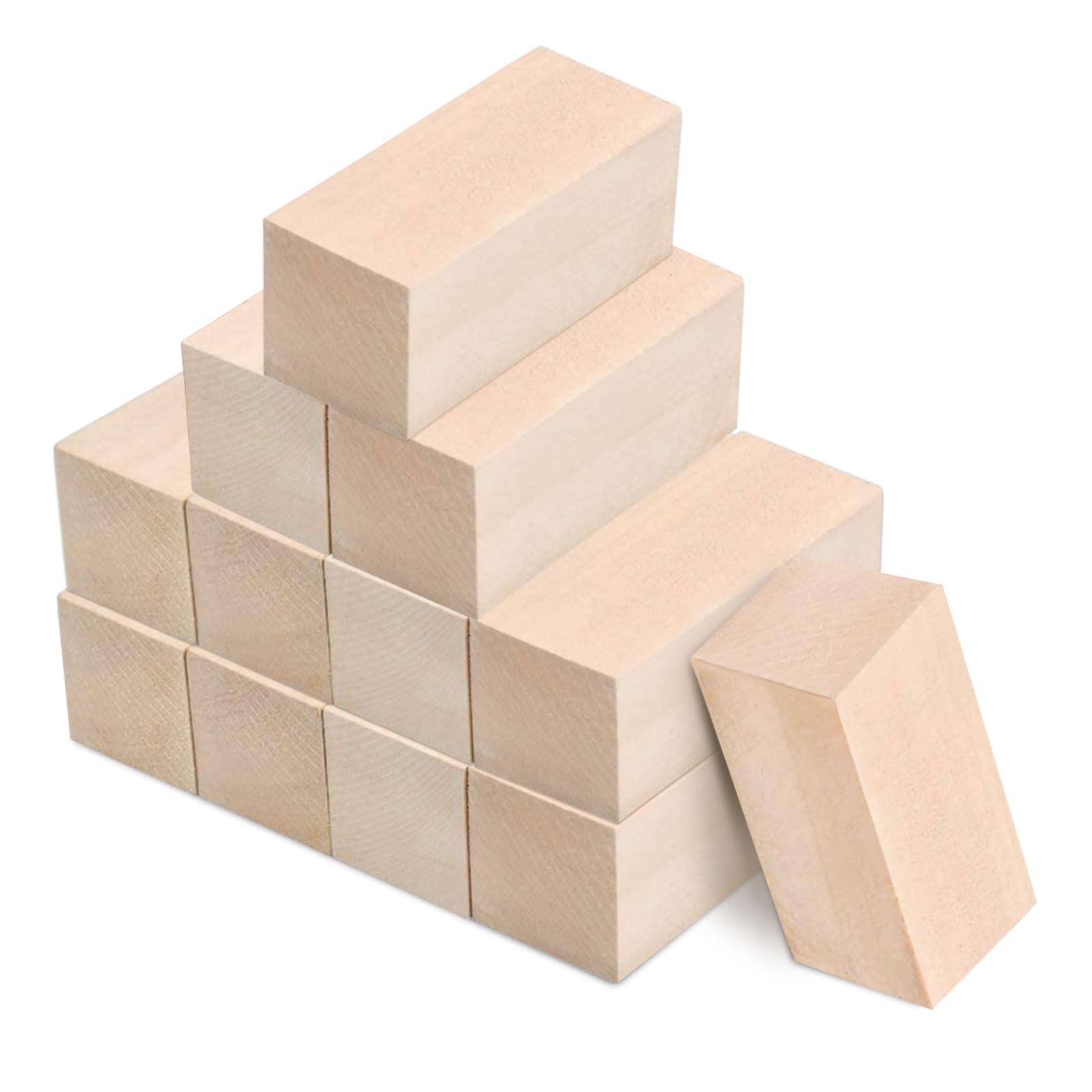 Madera para Tallar, 12 piezas Juego de Bloques de maderas, 5x5x10cm Juego de Tallas de Corcho, Bloques de madera para Manualidades, para Manualidades DIY