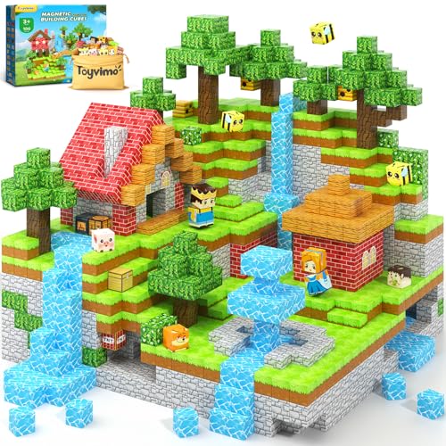 Magnetic Blocks 100PCS Compatible STEM Stacking Building Toys for Kids Ages 3+ Stream Magnets Creative Play 3 4 5 6 7 8 9 10 11 12 Year Old Boys Girls Birthday Gifts