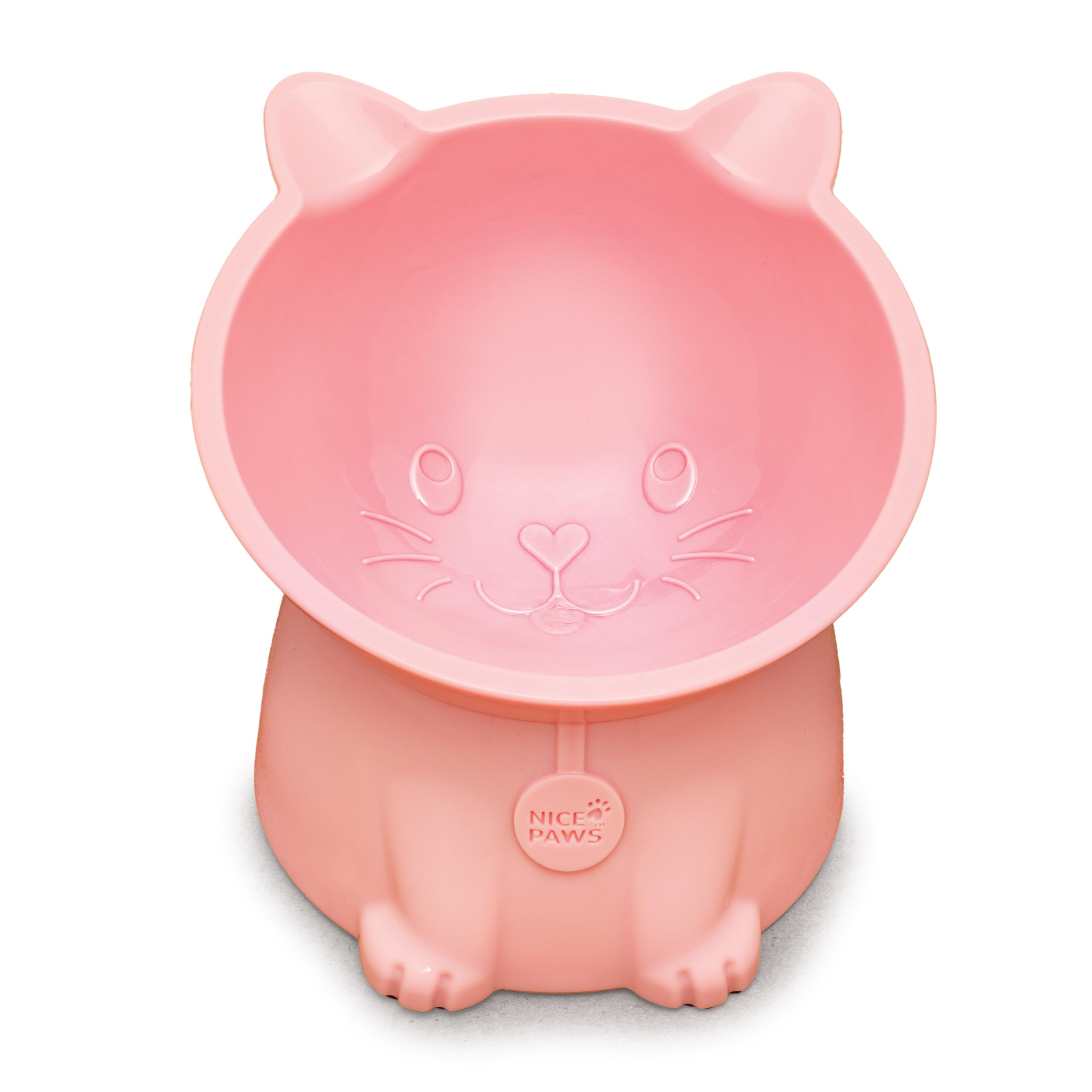 NICE PAWS - Tilted Elevated Cat Food Bowl - White/Grey/Blue/Pink - 1 Pc - Anti Vomit Raised Pet Bowl for Cats and Small Dogs - 100% Recycled Plastic
