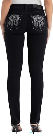 Miss Me Womens Midnight Dreamcatcher Mid Rise Straight Jeans