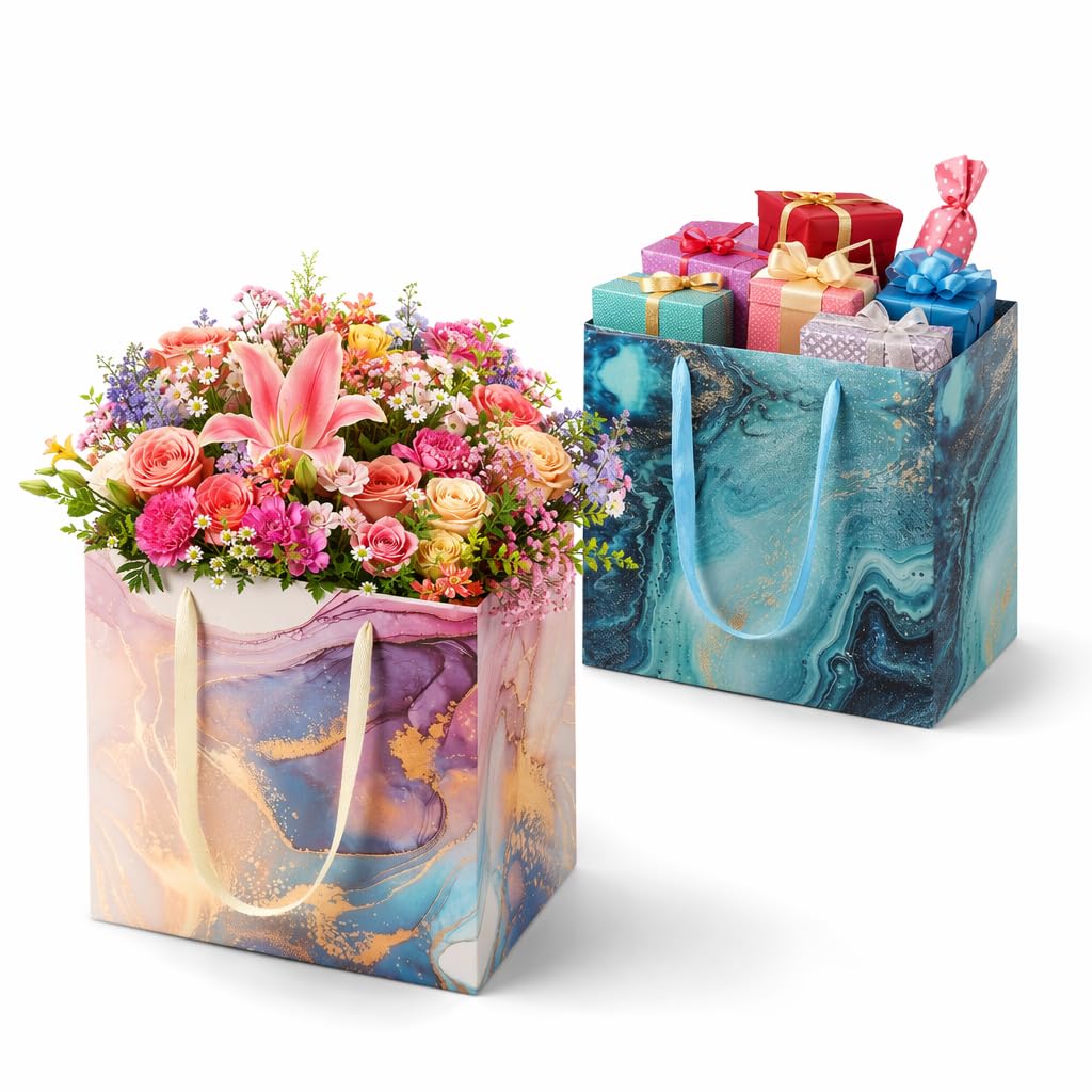 2Pcs Extra Large Gift Bag Big Gift Bag Large Gift Bags for Presents Square Heavy Duty Strong Large Gift Bag 30x30x30cm for Birthday Wedding Party Presents Celebrations