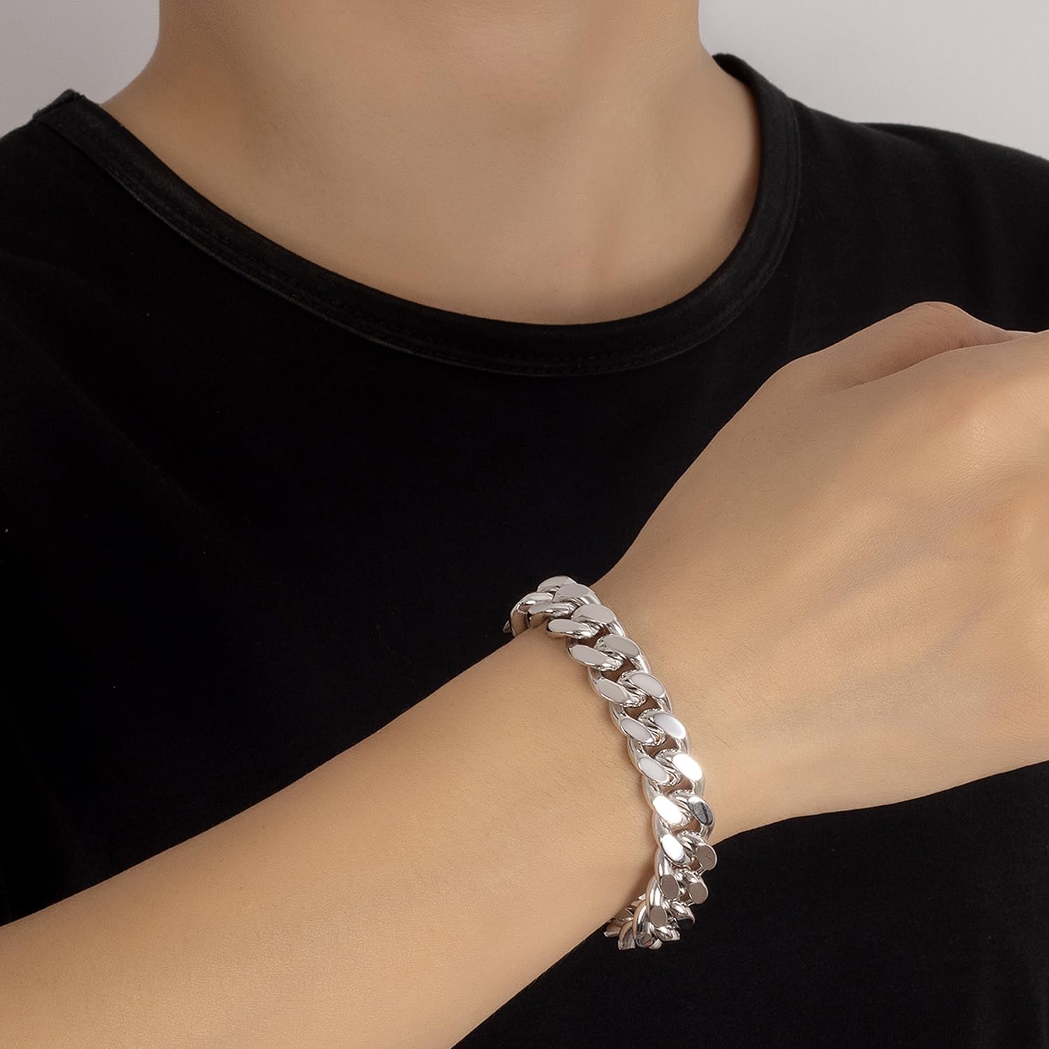 Dankadi Italian Men 925 Sterling Silver Bracelet 8-10-12MM Solid Miami Cuban Link Curb Chain 7" 7.5" 8" 8.5" 9" 9.5" 10" Bangle Man Jewelry Gift (Silver 12MM Smooth, 10 inch)