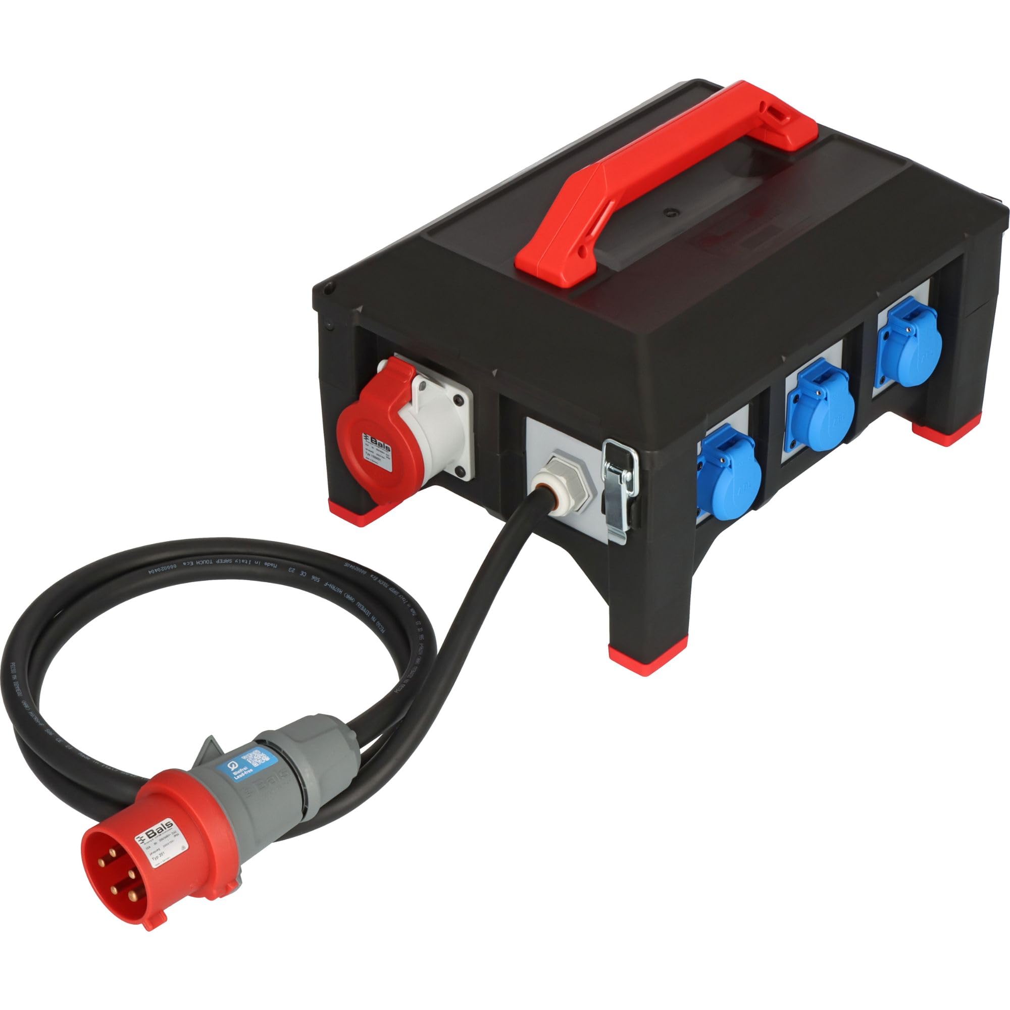Brennenstuhl Distribuidor de flujo de goma profesional BSV 5 / distribuidor de corriente CEE Enchufe 32A (cable de 2 m H07RN-F 5G6.0, 1xCEE 400V/32A, 2xCEE 400V/16A, 6 contactos a tierra 230 V,
