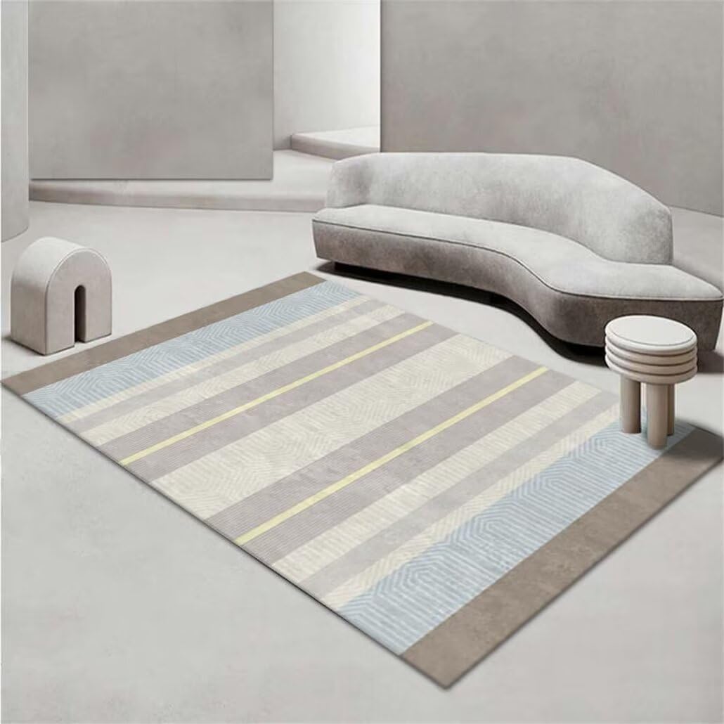Tapis de chambre fille 120x190cm bleu au design minimaliste pour le salon