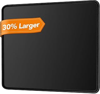 Mouse Pad 11 x 8.7 in, Smooth & Stable Mousepad with Stitched Edges and Non-Slip Base, Smooth Cloth Surface Computer Bla