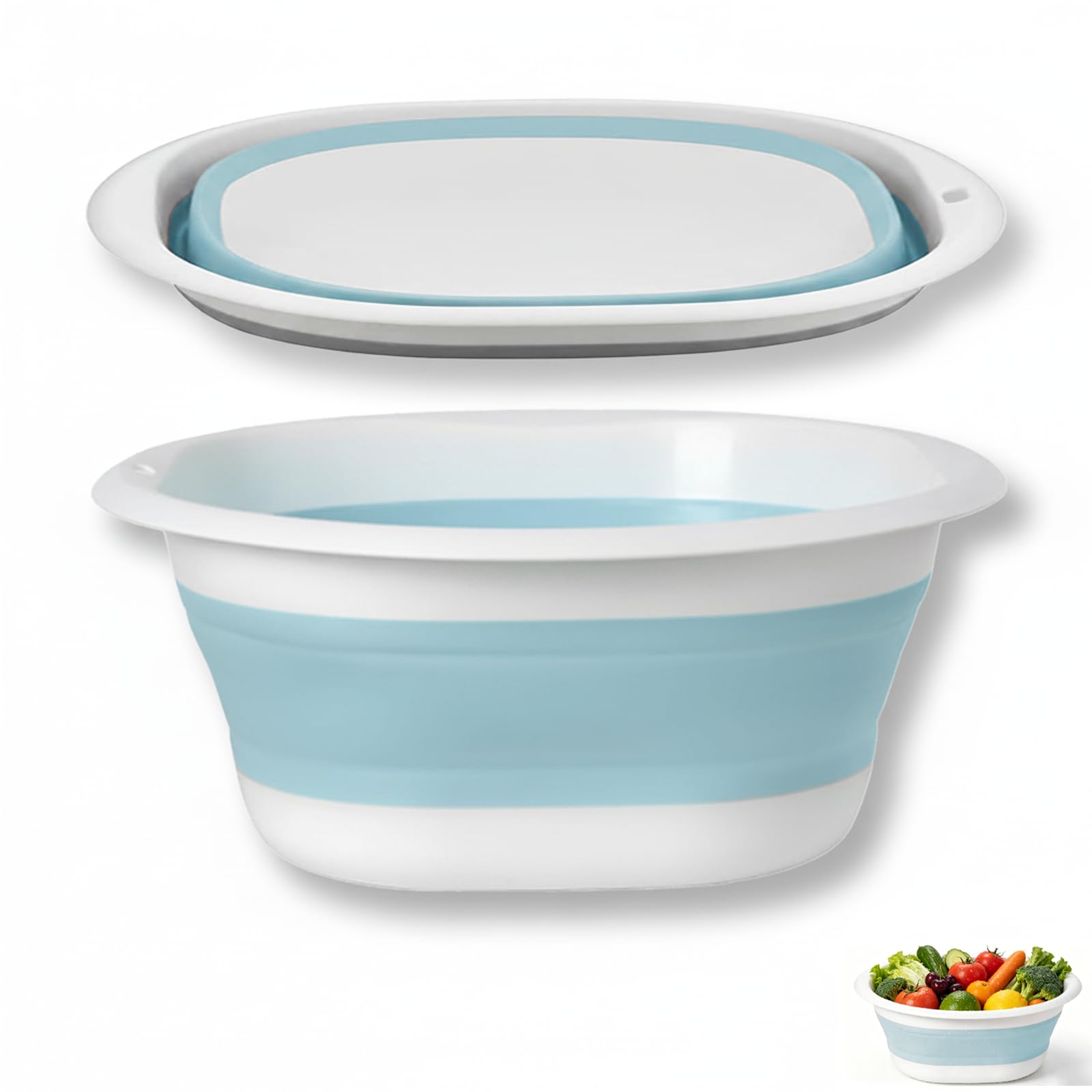 YISIHUICH Collapsible Washing Up Bowl 5L, Foldable Washing Bowl Portable Lightweight, Space Saving Silicone Basin for Kitchen, Camping & Travel, Multi Purpose Washing Basin (Blue)