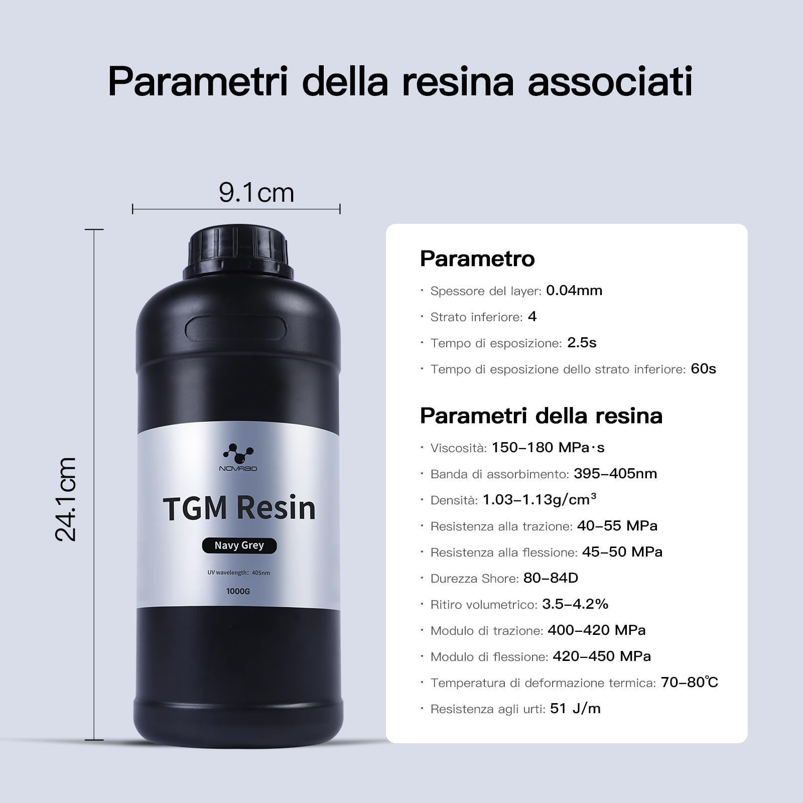 NOVA3D Żywica fotopolimerowa 16K TGM, odporność na uderzenia i ultra-precyzyjne detale. Idealna do modeli gier planszowych, szybko twardnieje, o minimalnym zapachu. 1 kg, granatowy szary