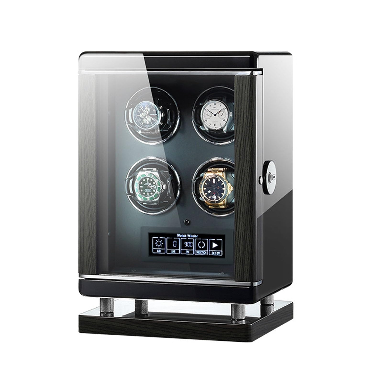 MYUYEE Automatic Watch Winder Box Self-Winding Watch Box Rocker Display Case Watches Rotation Storage Box With Lcd Touch Screen Display & Remote Control Quiet Motor (4 Watches)