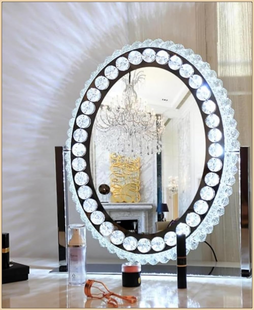 Yubbuio女優ミラー、ハリウッド、クリスタル付きライト