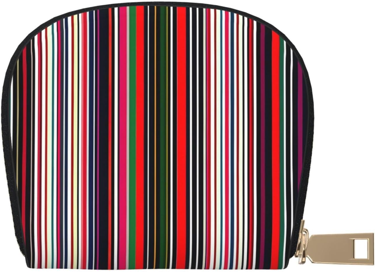 Colored Stripes Vertical print Wallet Credit Cards Holder Business Card Case for Men Women Compact Size for Adults