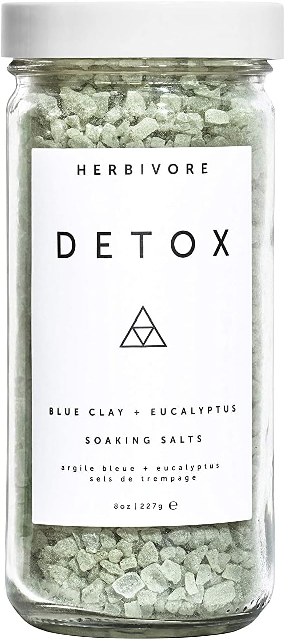 HERBIVORE Detox Soaking Bath Salts – Aromatherapeutic Blend of Pacific Sea Salts, Detoxifying + Relaxing, Eucalyptus & Lavendar, Plant-Based, Vegan, Cruelty-Free, 8 oz
