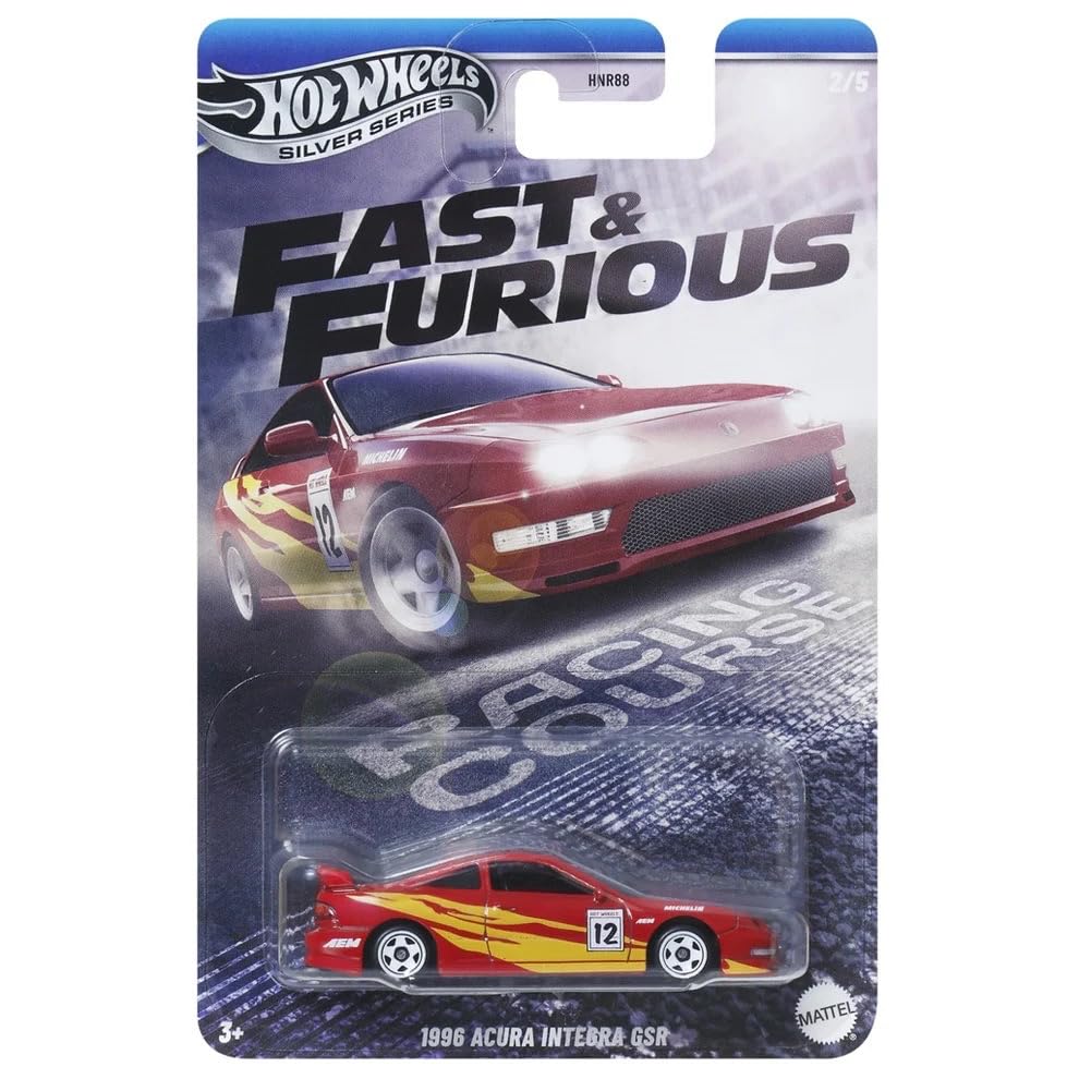 Hot Wheels Fast and Furious Racing Course Auto 1996 Acura Integra GSR – Modelo a escala 1:64 – Longitud 7 cm – JBY40
