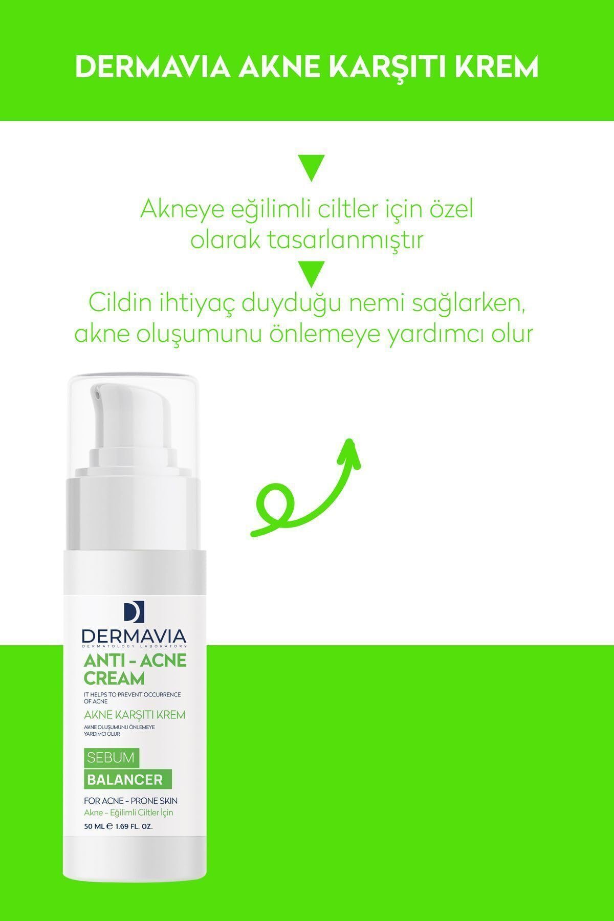 Dermavia Niacinamide Akne Karşıtı Krem 50 ml - Sebum Dengeleyici, Parfümsüz, Tüm Cilt Tipleri için