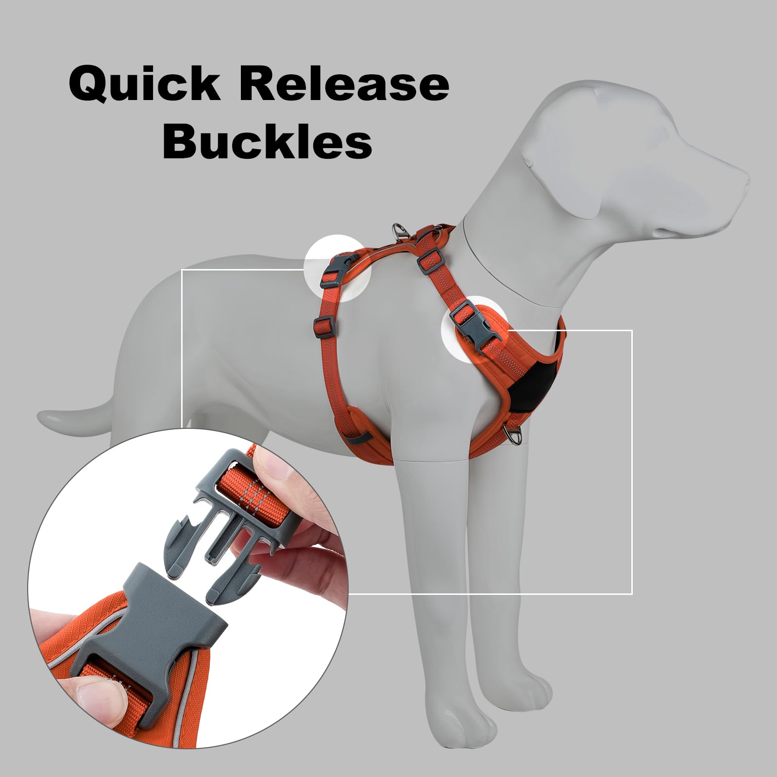 Plutus Pet No Pull Dog Harness, Release at Neck, Soft Padded, Reflective Adjustable Dog Vest Harness for Small Medium - Image 2