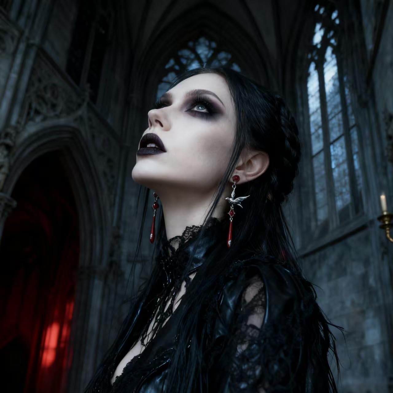 Hip Hop Style Gothic Crow Earrings - Red Dangle Pendant Earrings, Personalized Animal Jewelry, Fashion Women's Accessories for Party & Daily Wear - Image 4