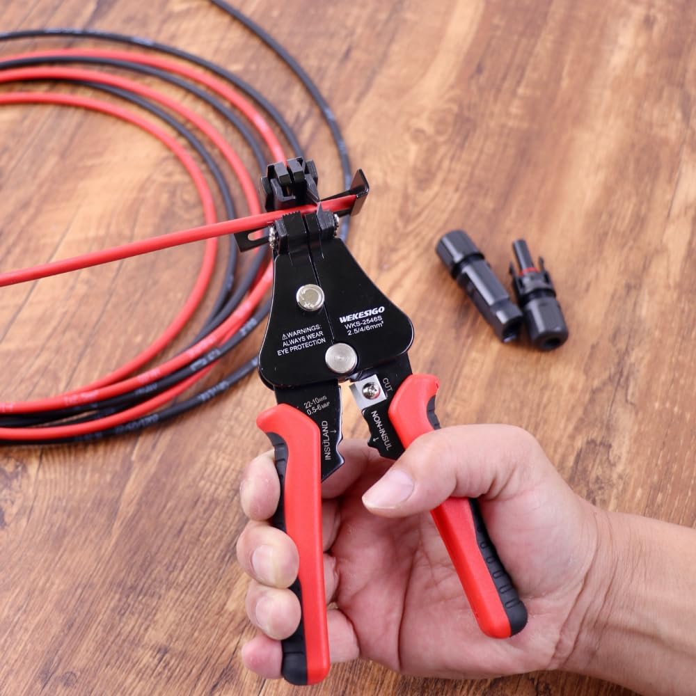 3 in 1 Adjustable Wire Stripper Tool, Automatic Solar Cable Stripper/Cutter for 2.5/4/6mm14-10 AWG Solar Wire