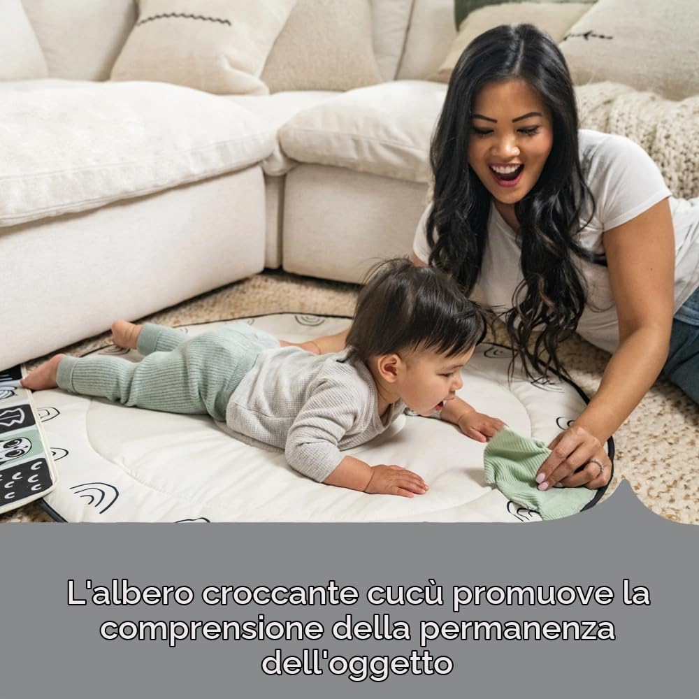 Tiny Love Classic Gymini, Tappeto musicale 2-in-1 per bebè, dai 0 mesi, palestra per bambini, 20 attività, giocattolo musicale interattivo, archi regolabili, Black & White Décor