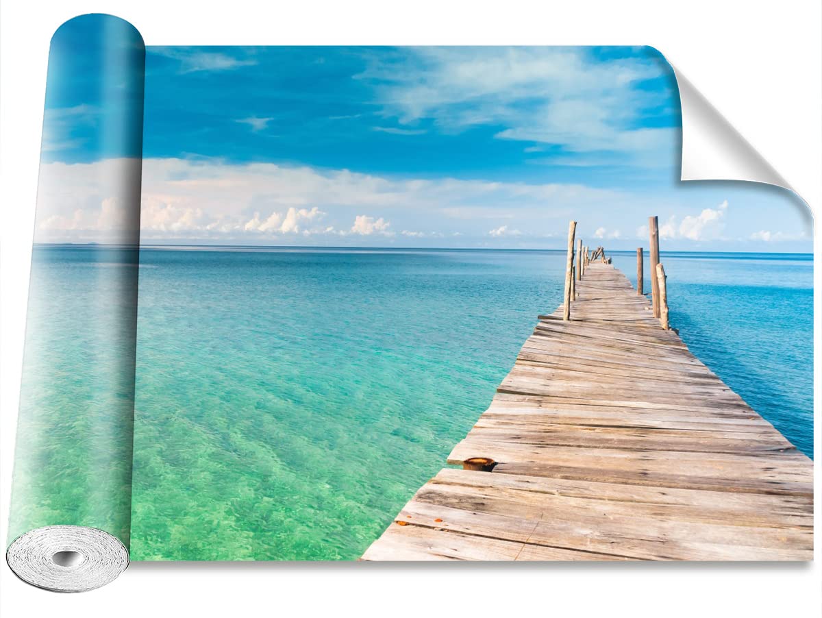 Papier peint mer de pont Tulup auto-adhésif 104x70cm pour relooker un intérieur sans coller