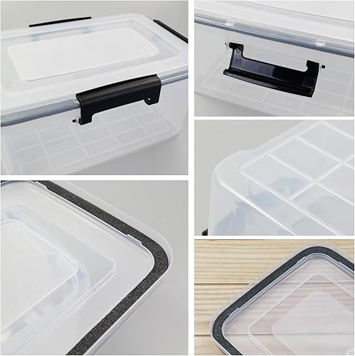 Miniatura 3 de Morcte Paquete de 6 cajas de almacenamiento transparentes con tapa de sellado de junta, caja de juntas de plástico de 12 cuartos de galón con cierre