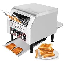 Commercial Conveyor Toaster, 2200W 300 Slices/Hour, Heavy Duty Stainless Steel, Electric Restaurant Toaster with Double Heating Tubes for Toast, Bun, Bagel, Bread