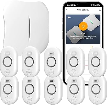 BundleWiFi Water Leak Detector for Home with App Notification, 1 Gateway + 10 WD61 Sensor, 120dB Water Flood/Drip Alarm for Basement/Kitchen/Bathroom/Toilet/Laundry Room,Sink/Drain/Pipe Leakage Alert
