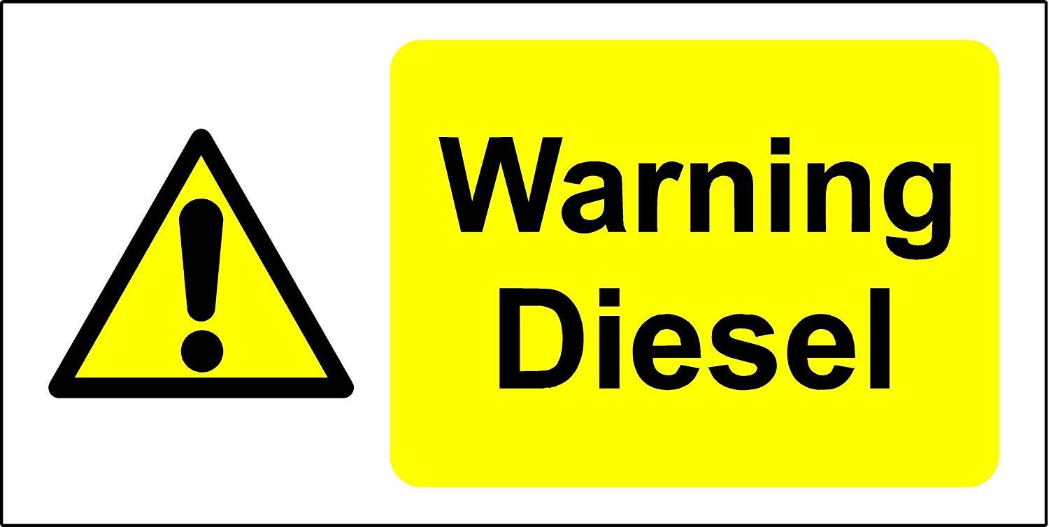 Kpcm Display Ltd Warning Diesel Safety Sign - 3Mm Aluminium Sign 400Mm X 200Mm